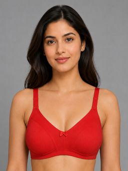 Mod & Shy - Red Solid Cotton/Elastane Regular Bra