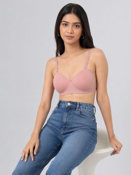 Mod & Shy - Peach Solid Cotton/Elastane Regular Bra