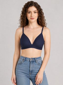 Mod & Shy - Navy Blue Solid Cotton Lycra Regular Bra