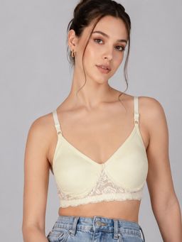 Mod & Shy - Cream Solid Cotton/Elastane Regular Bra