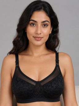 Mod & Shy - Black Self Design Nylon Elastane Regular Bra