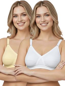MAROON - Multi-Color Solid Cotton Regular Bra (Pack of 2)