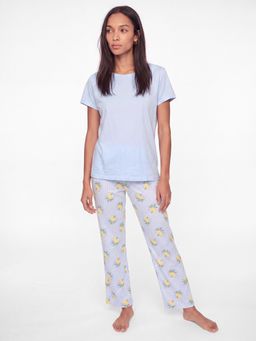 max - Blue Printed Pure Cotton Regular T-Shirt and Pyjama