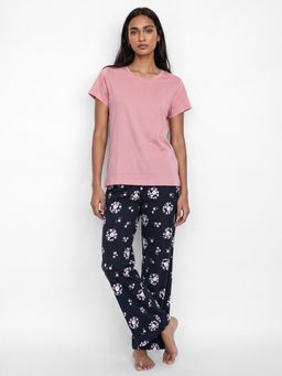 max - Pink Solid Pure Cotton Regular T-Shirt and Pyjama
