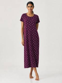 max - Purple Printed Pure Cotton Regular Night Dress