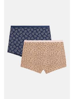 Zivame - Multi-Color Printed Cotton Blend Regular Boyshorts (Pack of 2)