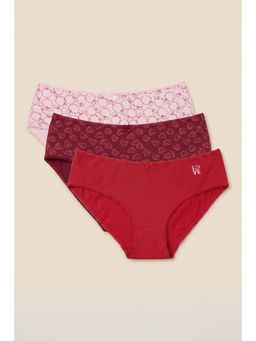 Zivame - Multi-Color Printed Cotton Blend Regular Brief (Pack of 3)
