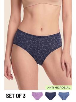 Zivame - Multi-Color Geometric Cotton Regular Hipster (Pack of 3)