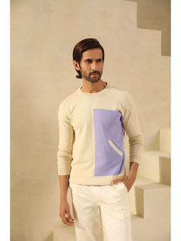 PRIMAL GRAY - Beige Cotton Knit Sweater Asymmetrical Pocket