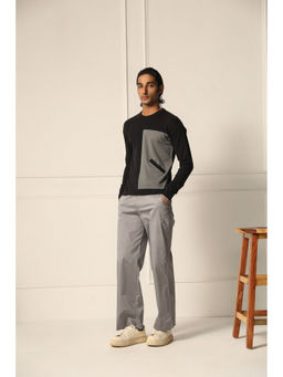 PRIMAL GRAY - Black Cotton Knit Sweater Asymmetrical Pocket