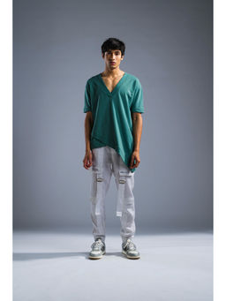 PRIMAL GRAY - Sea Blue Organic Cotton Asymmetrical Knitted Tee