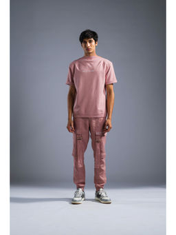 PRIMAL GRAY - Dusky Pink Organic Cotton Rib Knit-Woven T-Shirt