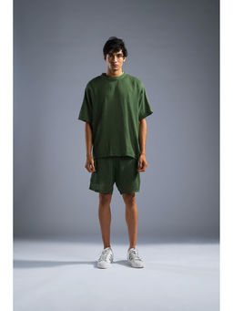 PRIMAL GRAY - Green Cotton Modal Netdouble Layered T-Shirt