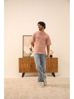 PRIMAL GRAY - Dusky Pink Cotton Modal Draped T-Shirt