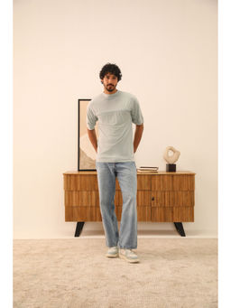 PRIMAL GRAY - Ice Blue Cotton Modal Draped T-Shirt