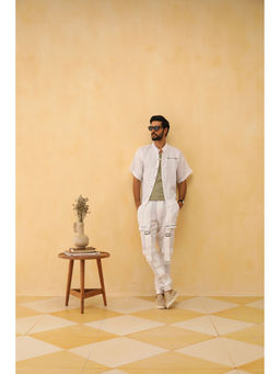 PRIMAL GRAY - White Organic Linen Loose Kimono Shirt