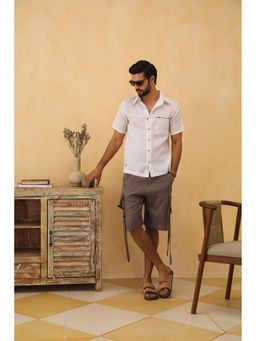 PRIMAL GRAY - White Organic Linen Oversize 2 Colour Shirt