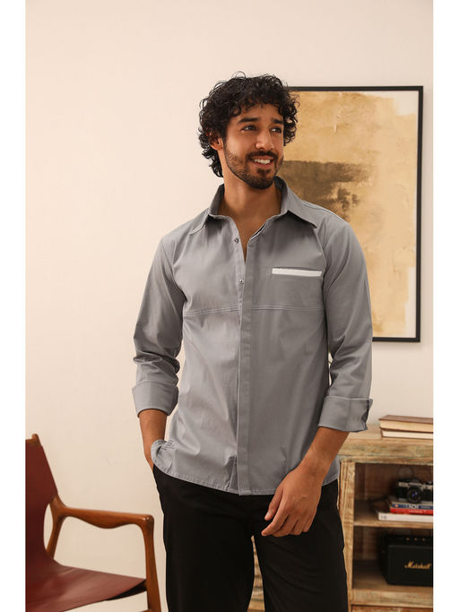 PRIMAL GRAY Grey Organic Cotton Funky Shirt