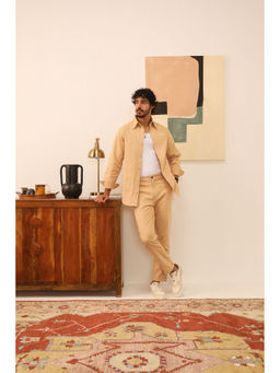 PRIMAL GRAY - Beige Organic Cotton Contrast Shacket