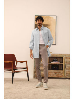 PRIMAL GRAY - Blue Organic Cotton Extra Long Shirt