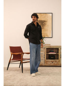 PRIMAL GRAY - Black Organic Cotton Pleated Shirt