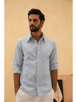 PRIMAL GRAY - Blue Organic Cotton Pleated Shirt