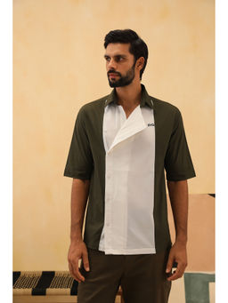 PRIMAL GRAY - Olive & White Organic Cotton Beach Shirt