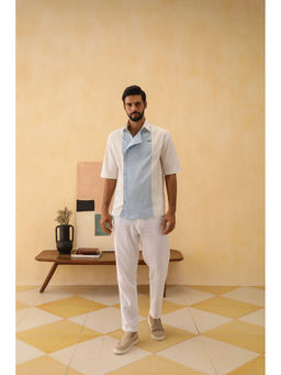 PRIMAL GRAY - White & Blue Organic Cotton Beach Shirt