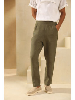 PRIMAL GRAY - Green Linen Drop Crotch Trouser
