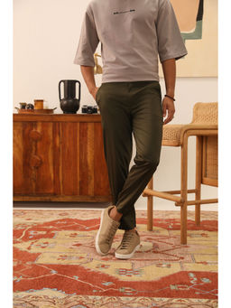 PRIMAL GRAY - Olive Cotton Solid Plain Chinos