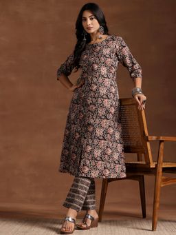 Libas - Black Pure Cotton Printed Kurta Sets for Women
