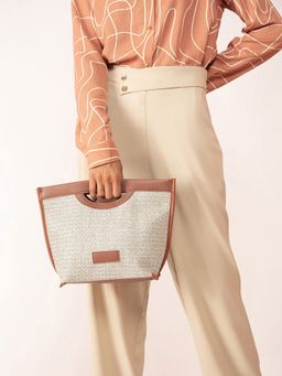 Twenty Dresses by Nykaa Fashion - Beige Textured Top Handle Bag