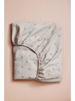 H&M - Grey Patterned Cotton Fitted Sheet
