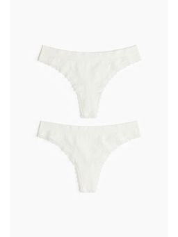 H&M - Women 2-Pack Seamless Lace-Trimmed Thong Briefs
