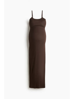 H&M - Women Brown Mama Rib-Knit Strappy Dress