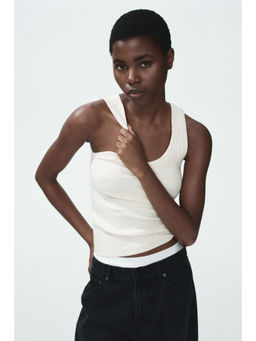 H&M - Women Beige Ribbed Vest Top