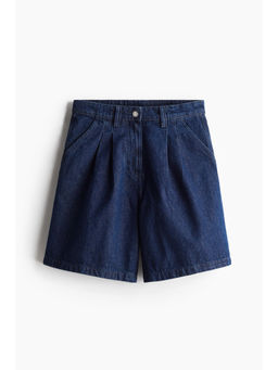 H&M - Women Blue Pleated Denim Shorts