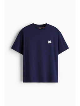 H&M - Men Blue Loose Fit Printed T-Shirt