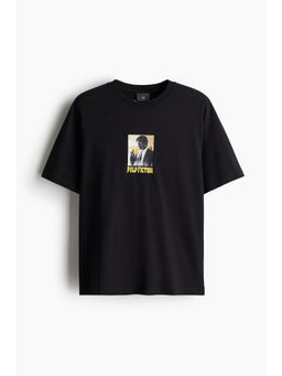 H&M - Men Blue Loose Fit Printed T-Shirt