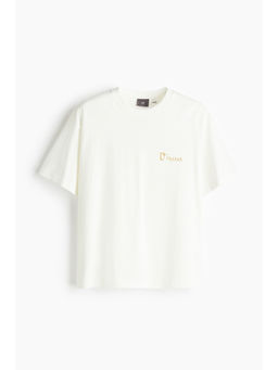 H&M - Men White Loose Fit Printed T-Shirt