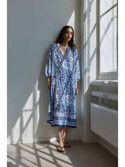 H&M - Women Blue Tiered Midi Dress