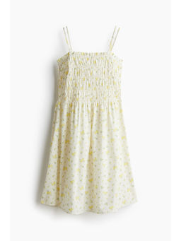 H&M - Women White Smocked-Bodice Cotton Dress