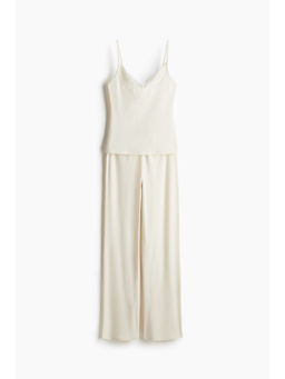 H&M - Women Lace-Trimmed Ribbed Pyjamas