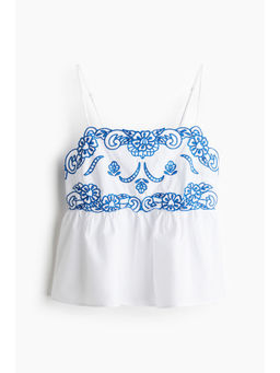 H&M - Women White Embroidered Strappy Top