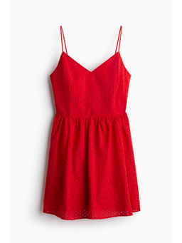 H&M - Women Red Broderie Anglaise Strappy Dress