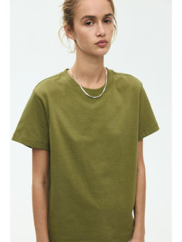 H&M - Women Green Oversized Cotton T-Shirt
