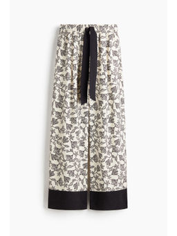 H&M - Women White Wide Tie-Belt Trousers