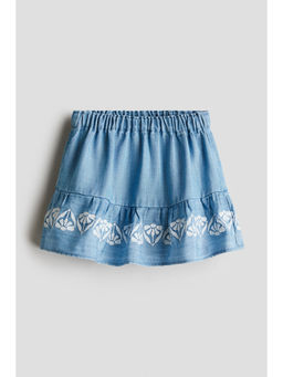 H&M - Girls Blue Embroidery-Detail Denim Skirt