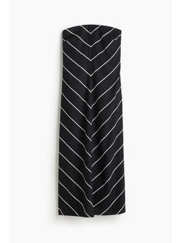 H&M - Women Black Linen-Blend Bandeau Dress