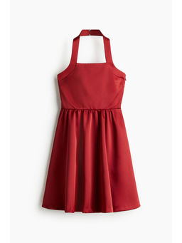 H&M - Women Red Circular-Skirt Halterneck Dress